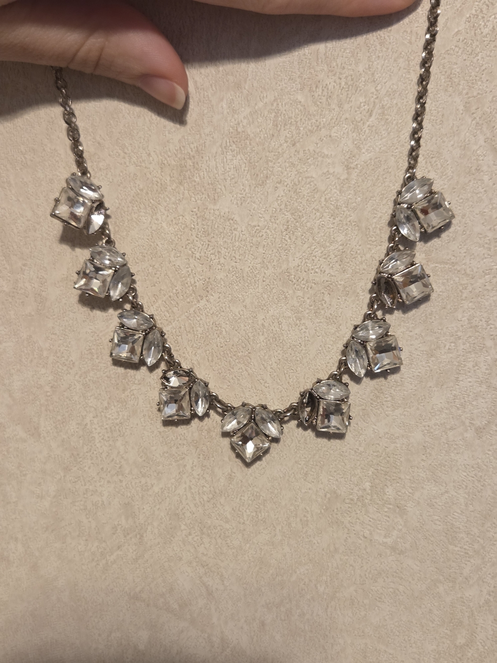 New York & Company Silver Crystal Cluster Necklace